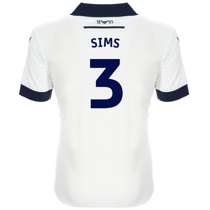 Niño Camiseta Gemma Sims #3 Blanco Azul Marino 2ª Equipación 2024/25 La Camisa Chile