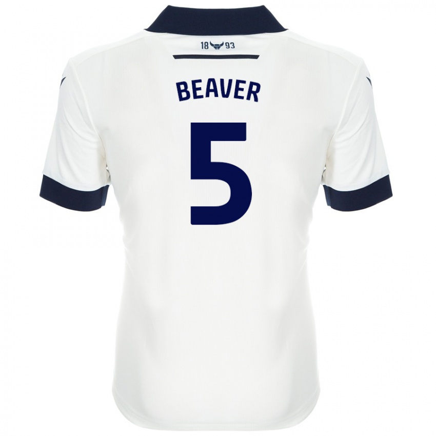 Niño Camiseta Catherine Beaver #5 Blanco Azul Marino 2ª Equipación 2024/25 La Camisa Chile