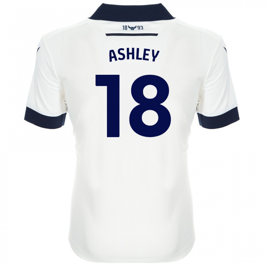 Niño Camiseta Alex Ashley #18 Blanco Azul Marino 2ª Equipación 2024/25 La Camisa Chile