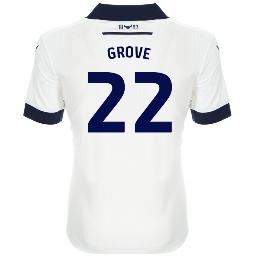 Niño Camiseta Jade Grove #22 Blanco Azul Marino 2ª Equipación 2024/25 La Camisa Chile