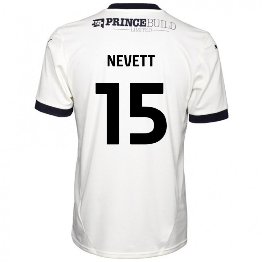 Niño Camiseta George Nevett #15 Blanquecino Negro 2ª Equipación 2024/25 La Camisa Chile