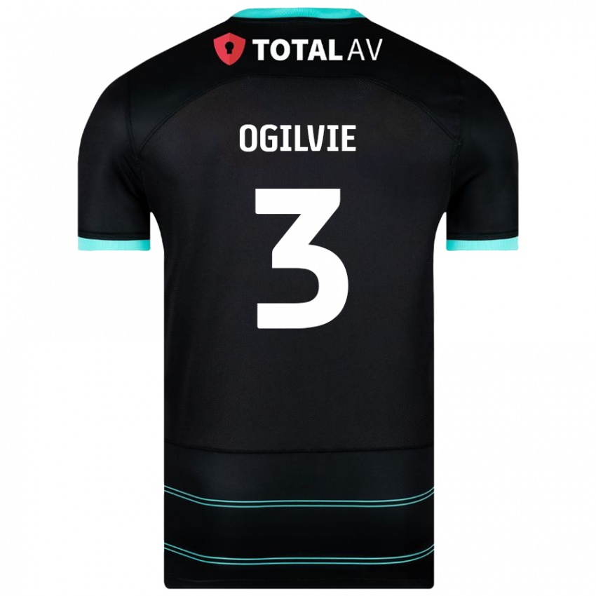 Niño Camiseta Connor Ogilvie #3 Negro 2ª Equipación 2024/25 La Camisa Chile