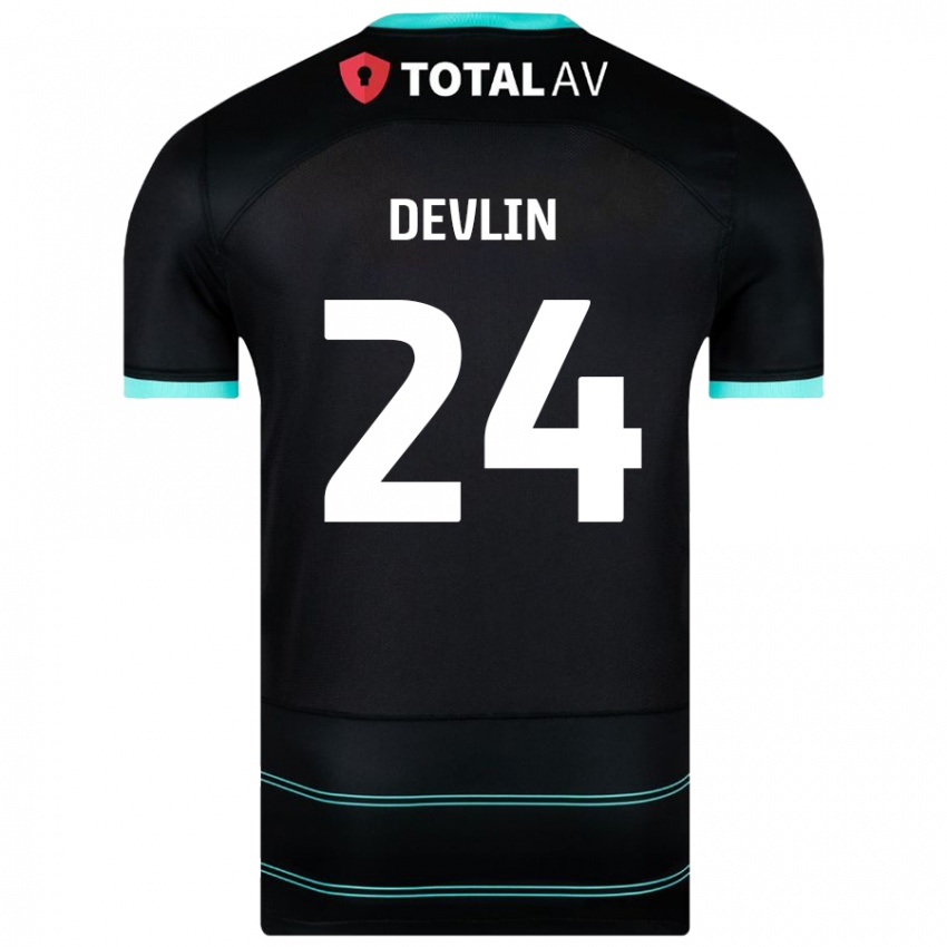 Niño Camiseta Terry Devlin #24 Negro 2ª Equipación 2024/25 La Camisa Chile