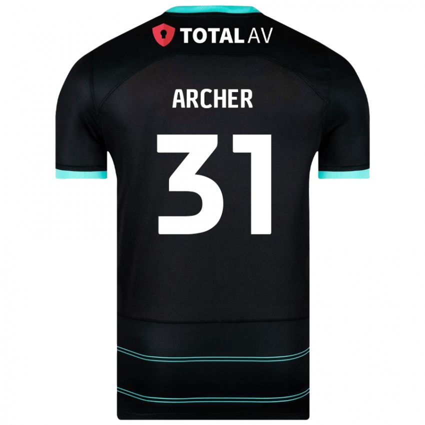 Niño Camiseta Jordan Archer #31 Negro 2ª Equipación 2024/25 La Camisa Chile