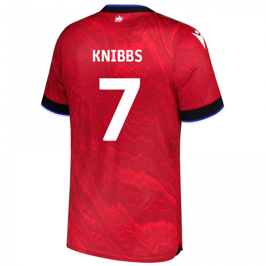 Niño Camiseta Harvey Knibbs #7 Rojo Negro 2ª Equipación 2024/25 La Camisa Chile