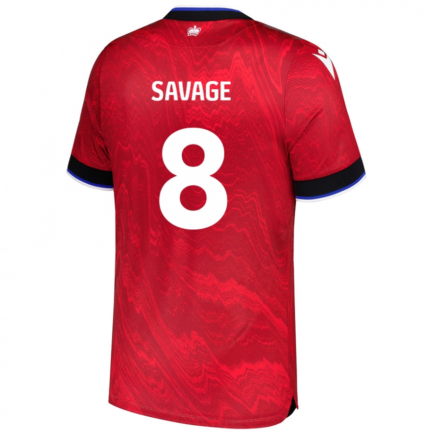 Niño Camiseta Charlie Savage #8 Rojo Negro 2ª Equipación 2024/25 La Camisa Chile