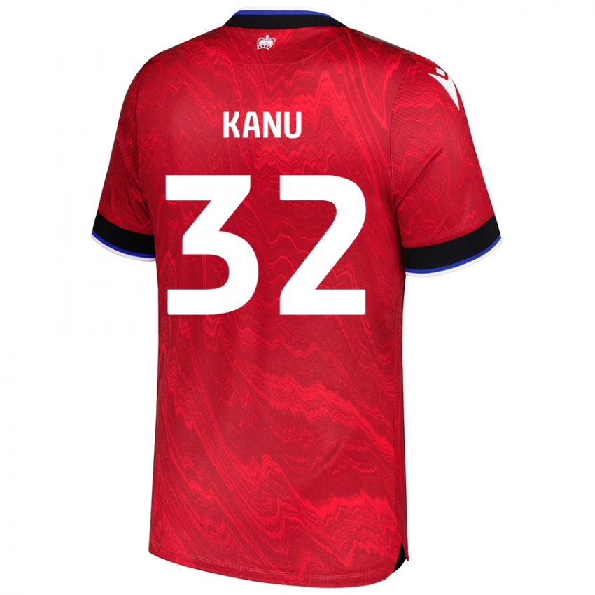 Niño Camiseta Abraham Kanu #32 Rojo Negro 2ª Equipación 2024/25 La Camisa Chile