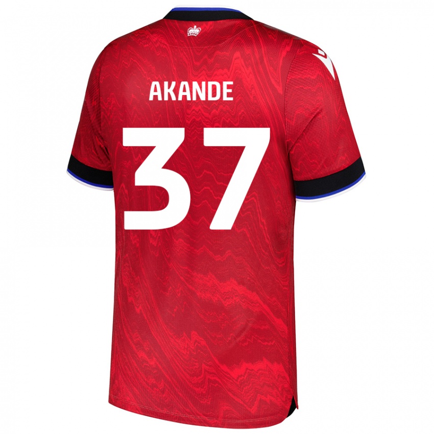 Niño Camiseta Adrian Akande #37 Rojo Negro 2ª Equipación 2024/25 La Camisa Chile