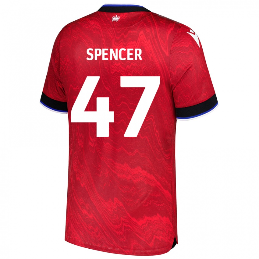 Niño Camiseta Shay Spencer #47 Rojo Negro 2ª Equipación 2024/25 La Camisa Chile