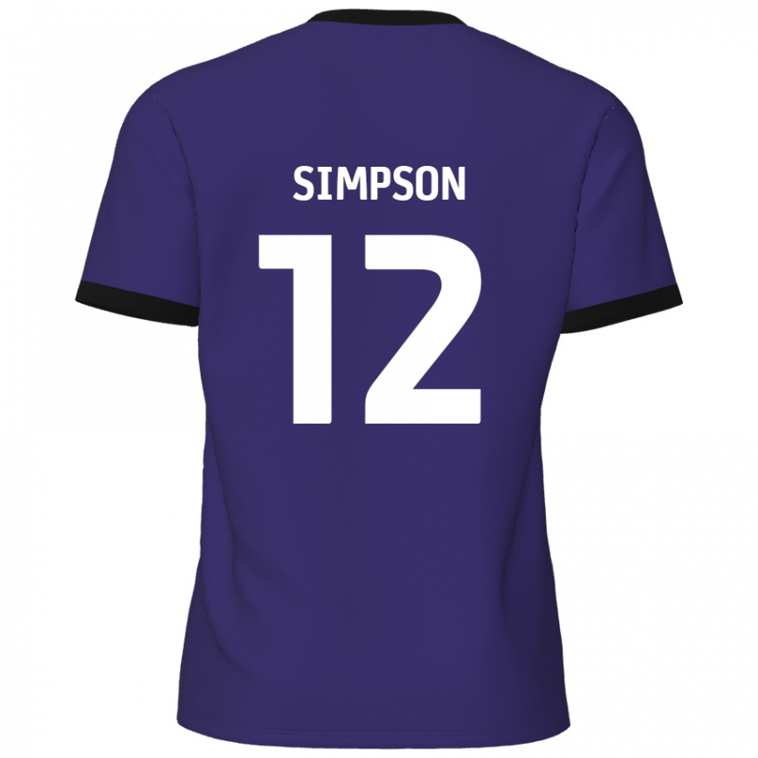 Niño Camiseta Tyreece Simpson #12 Púrpura 2ª Equipación 2024/25 La Camisa Chile