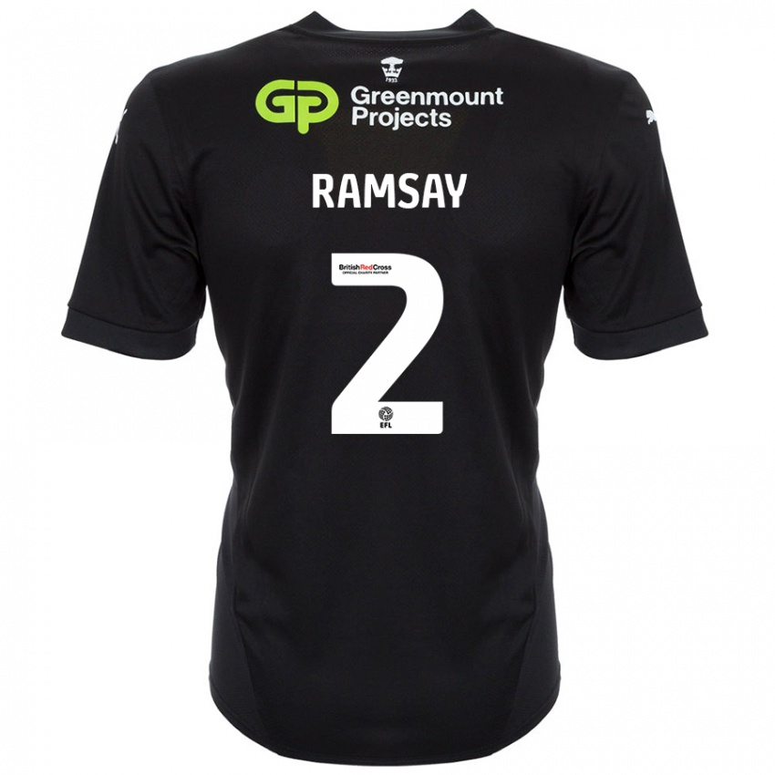 Niño Camiseta Calvin Ramsay #2 Negro 2ª Equipación 2024/25 La Camisa Chile