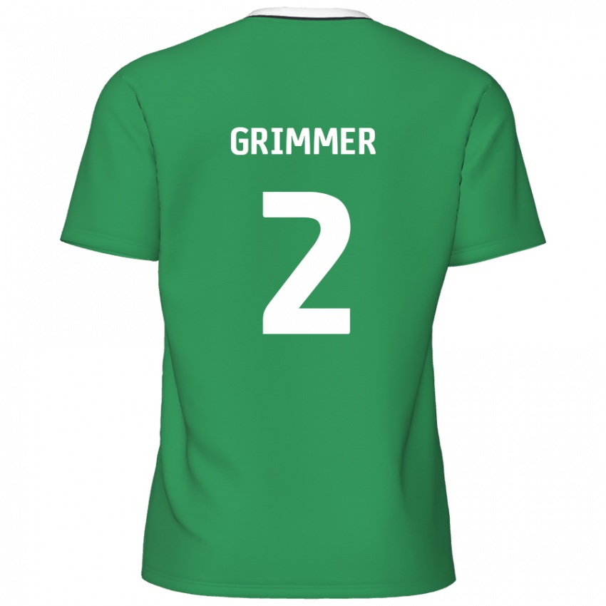 Niño Camiseta Jack Grimmer #2 Verde Rayas Blancas 2ª Equipación 2024/25 La Camisa Chile