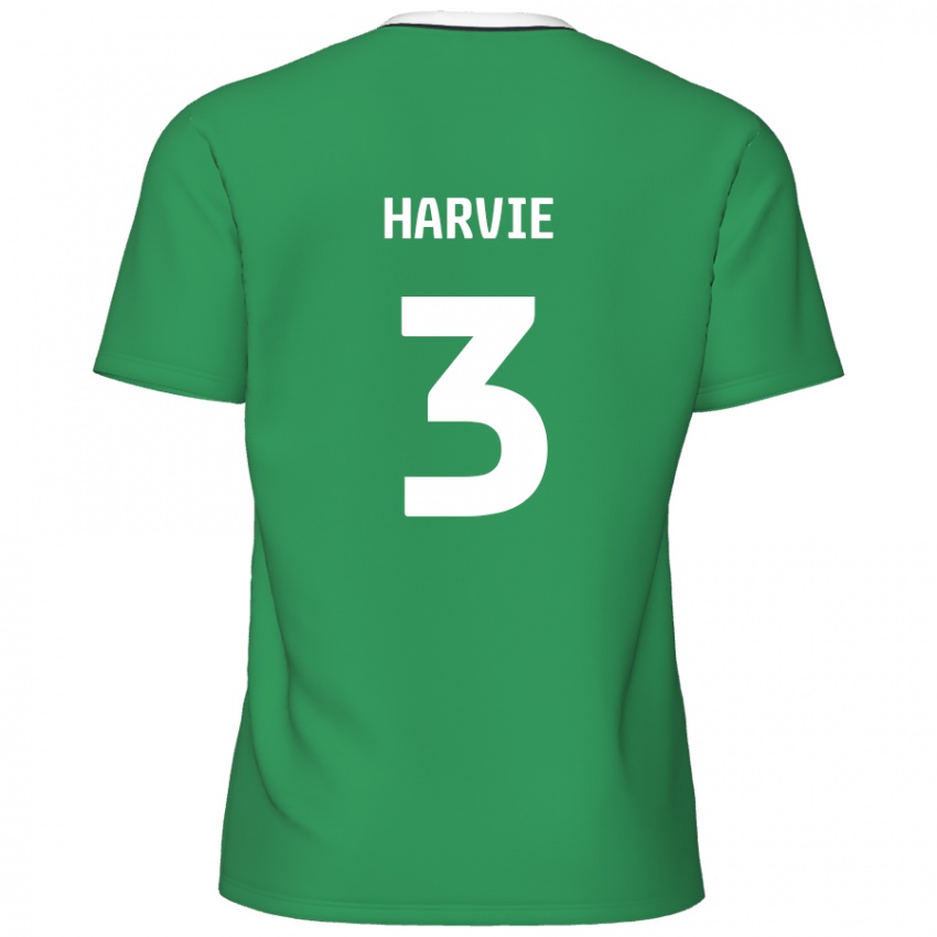 Niño Camiseta Daniel Harvie #3 Verde Rayas Blancas 2ª Equipación 2024/25 La Camisa Chile