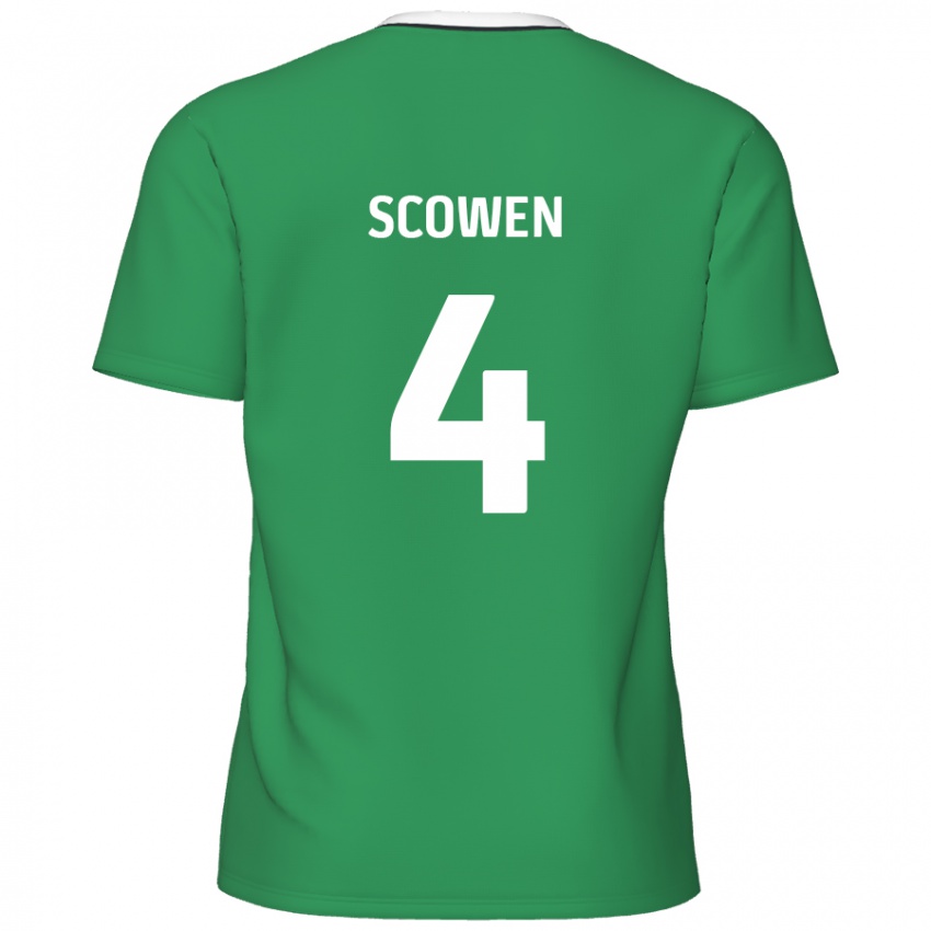 Niño Camiseta Josh Scowen #4 Verde Rayas Blancas 2ª Equipación 2024/25 La Camisa Chile