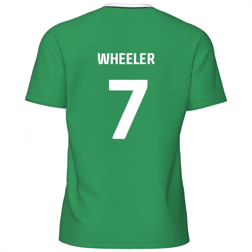 Niño Camiseta David Wheeler #7 Verde Rayas Blancas 2ª Equipación 2024/25 La Camisa Chile