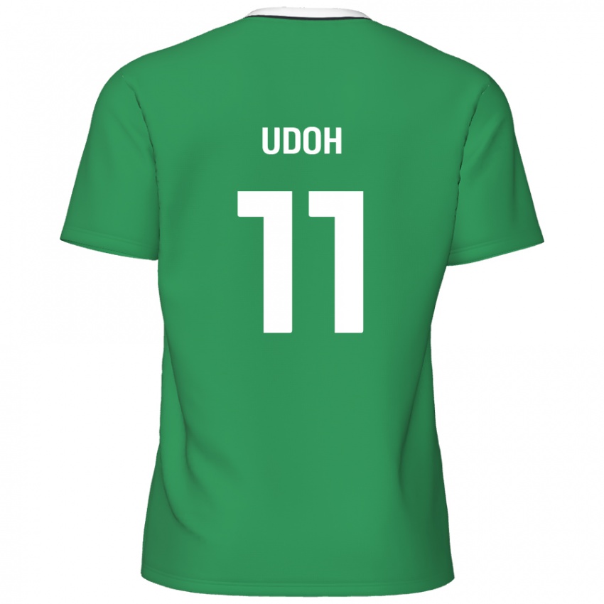 Niño Camiseta Daniel Udoh #11 Verde Rayas Blancas 2ª Equipación 2024/25 La Camisa Chile