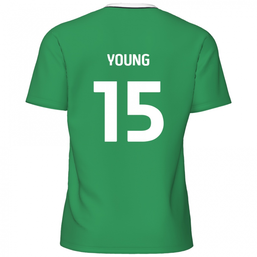 Niño Camiseta Jack Young #15 Verde Rayas Blancas 2ª Equipación 2024/25 La Camisa Chile