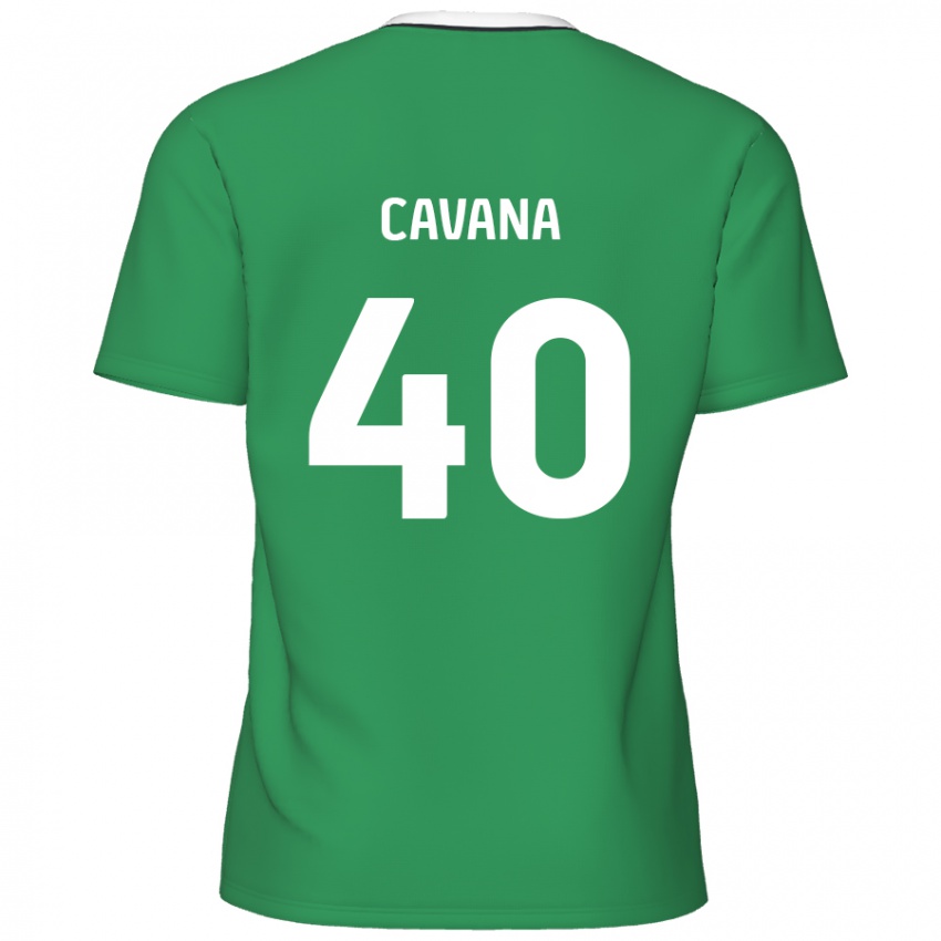 Niño Camiseta Max Cavana #40 Verde Rayas Blancas 2ª Equipación 2024/25 La Camisa Chile