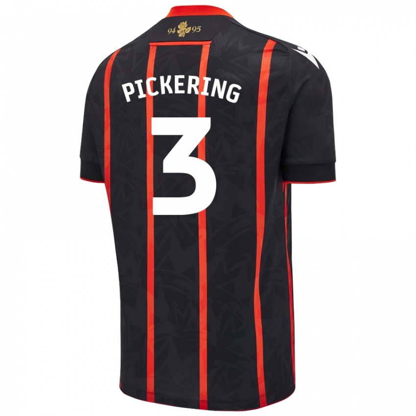 Niño Camiseta Harry Pickering #3 Negro Rojo 2ª Equipación 2024/25 La Camisa Chile