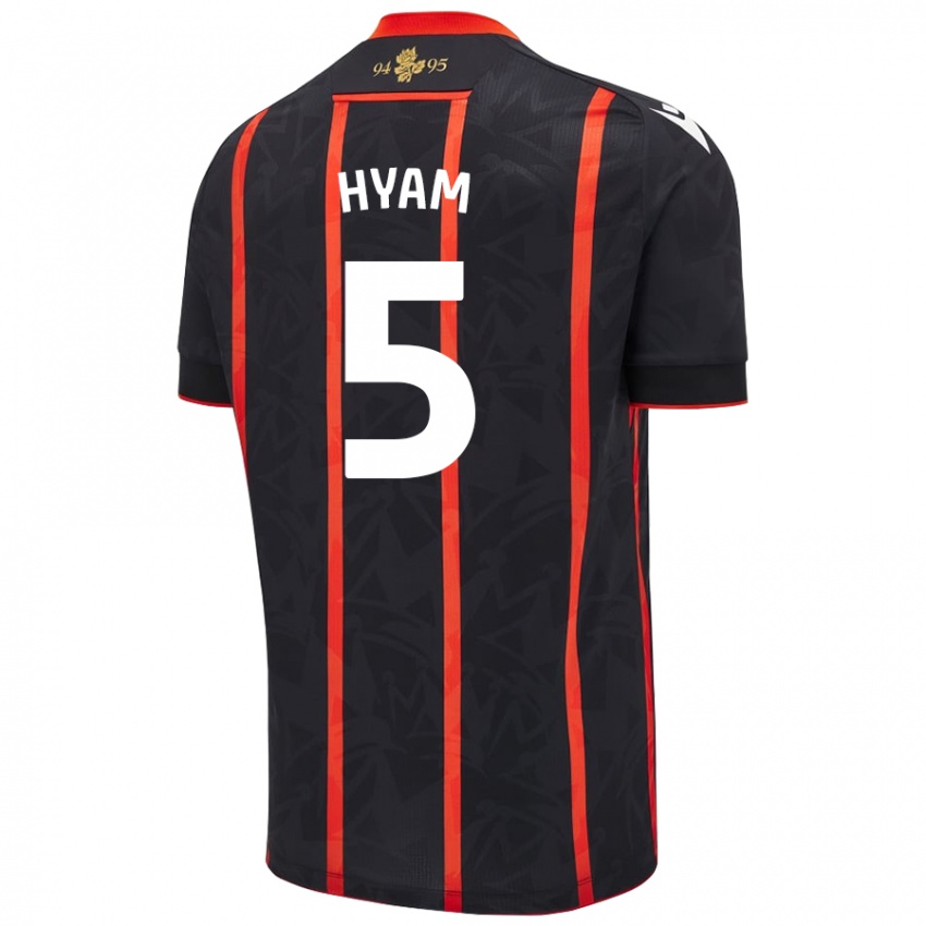 Niño Camiseta Dominic Hyam #5 Negro Rojo 2ª Equipación 2024/25 La Camisa Chile