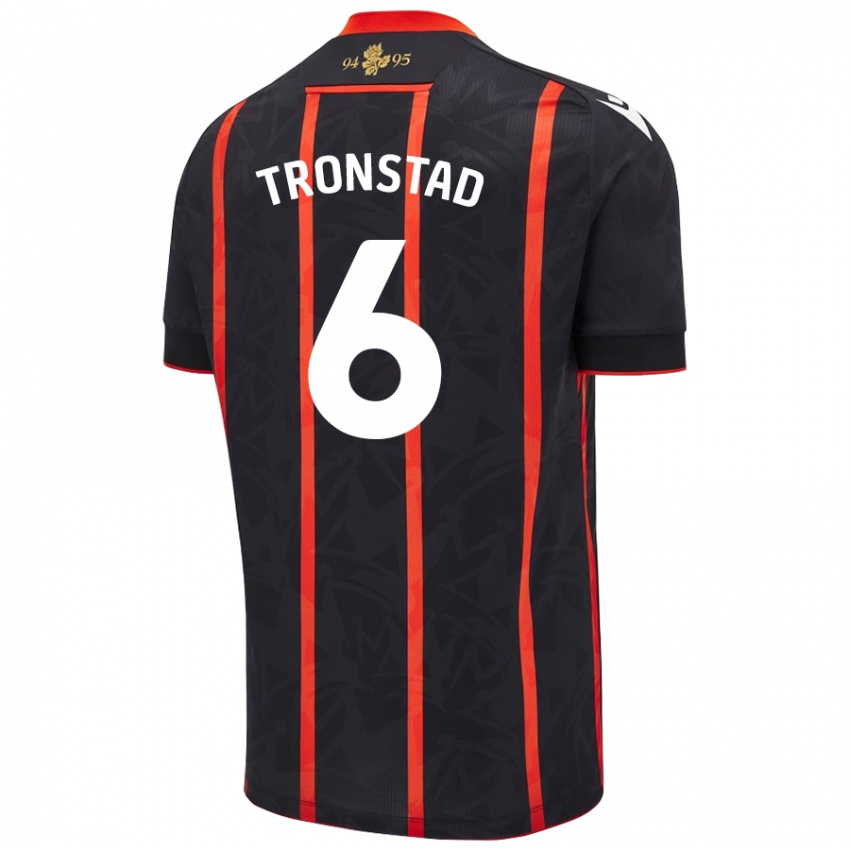 Niño Camiseta Sondre Tronstad #6 Negro Rojo 2ª Equipación 2024/25 La Camisa Chile