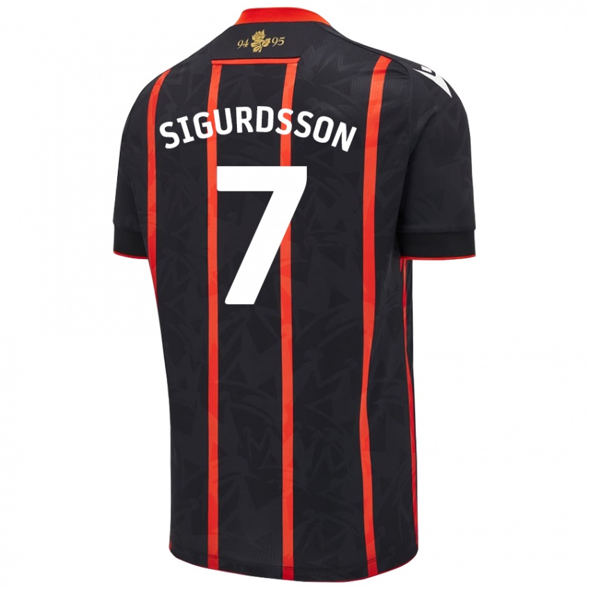 Niño Camiseta Arnór Sigurdsson #7 Negro Rojo 2ª Equipación 2024/25 La Camisa Chile