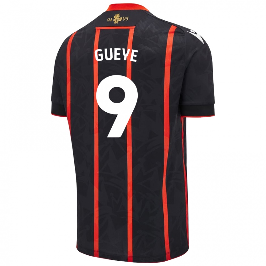 Niño Camiseta Makhtar Gueye #9 Negro Rojo 2ª Equipación 2024/25 La Camisa Chile