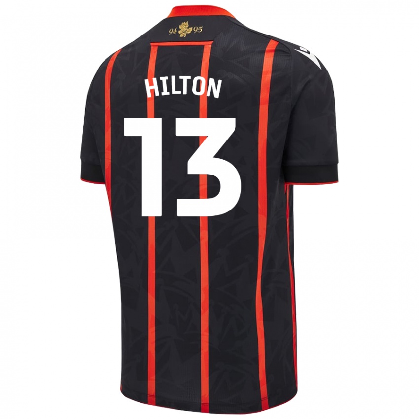 Niño Camiseta Joe Hilton #13 Negro Rojo 2ª Equipación 2024/25 La Camisa Chile