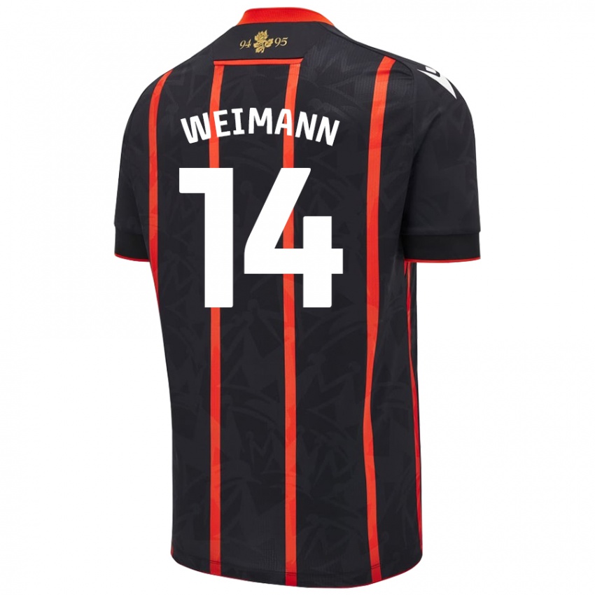 Niño Camiseta Andreas Weimann #14 Negro Rojo 2ª Equipación 2024/25 La Camisa Chile