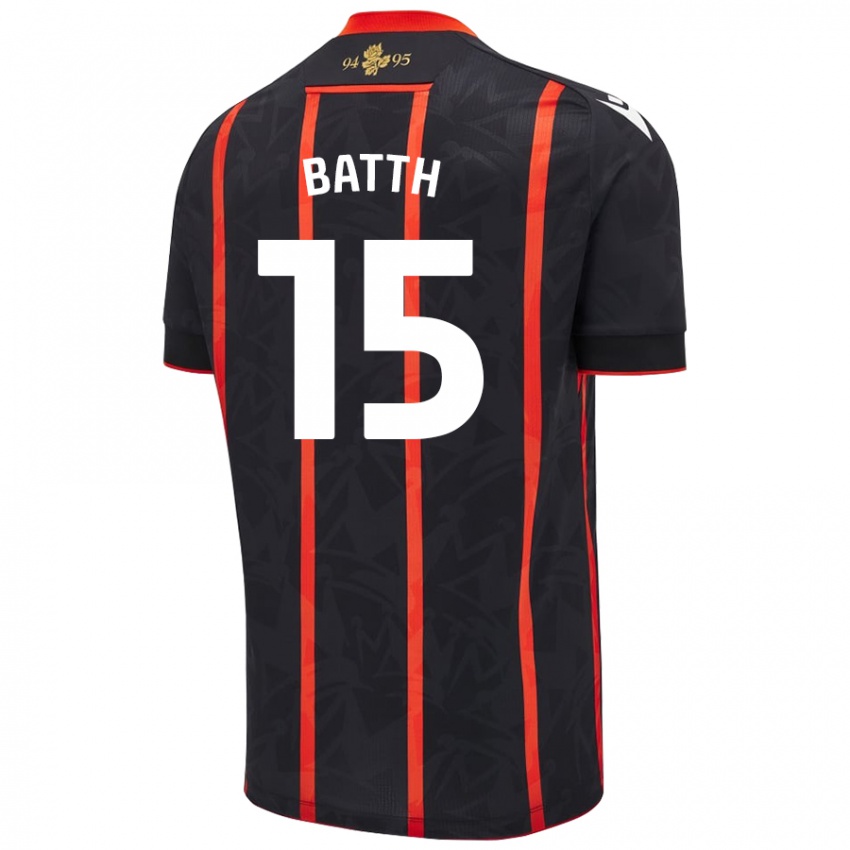 Niño Camiseta Danny Batth #15 Negro Rojo 2ª Equipación 2024/25 La Camisa Chile