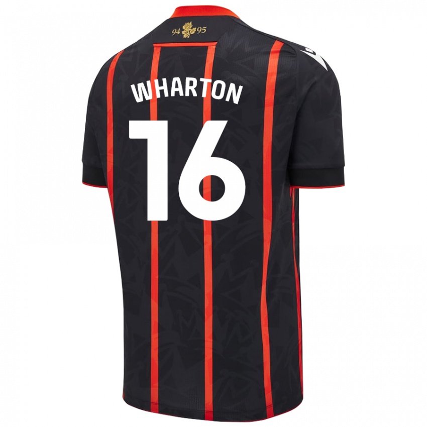 Niño Camiseta Scott Wharton #16 Negro Rojo 2ª Equipación 2024/25 La Camisa Chile