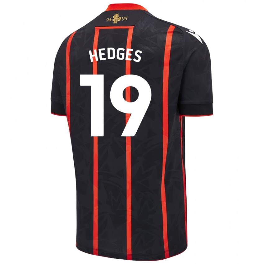 Niño Camiseta Ryan Hedges #19 Negro Rojo 2ª Equipación 2024/25 La Camisa Chile