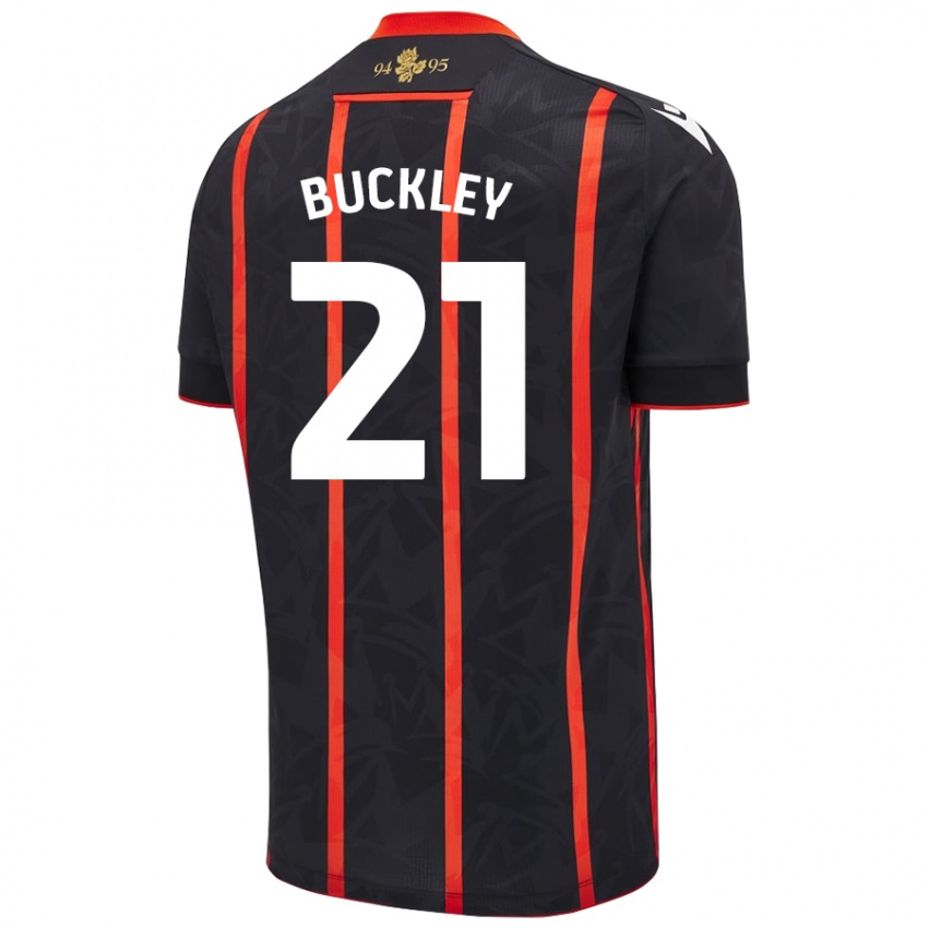 Niño Camiseta John Buckley #21 Negro Rojo 2ª Equipación 2024/25 La Camisa Chile