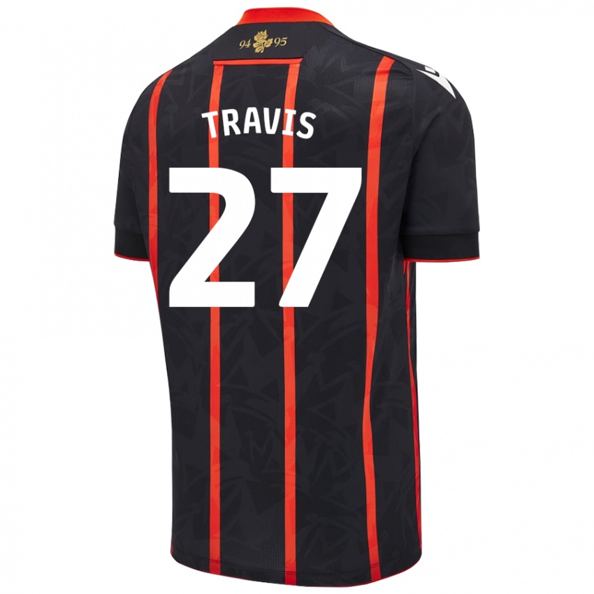 Niño Camiseta Lewis Travis #27 Negro Rojo 2ª Equipación 2024/25 La Camisa Chile