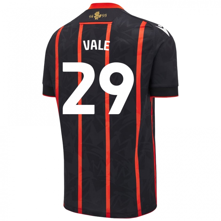 Niño Camiseta Jack Vale #29 Negro Rojo 2ª Equipación 2024/25 La Camisa Chile