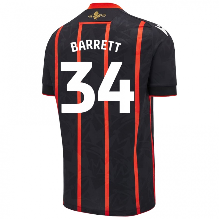 Niño Camiseta Jack Barrett #34 Negro Rojo 2ª Equipación 2024/25 La Camisa Chile