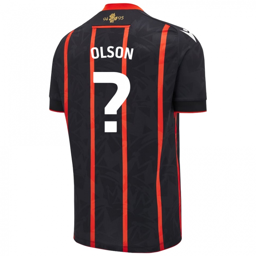 Niño Camiseta Charlie Olson #0 Negro Rojo 2ª Equipación 2024/25 La Camisa Chile