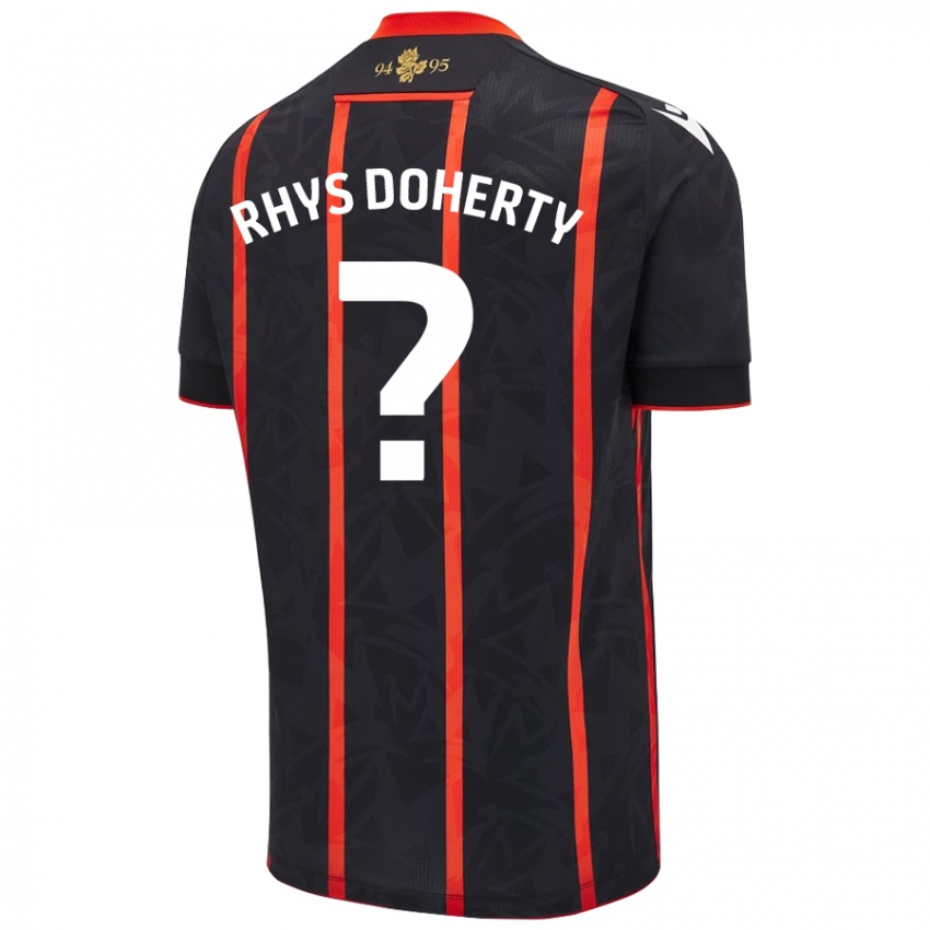 Niño Camiseta Rhys Doherty #0 Negro Rojo 2ª Equipación 2024/25 La Camisa Chile