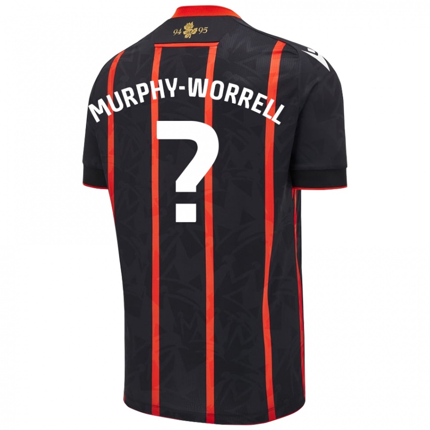 Niño Camiseta Paul Murphy-Worrell #0 Negro Rojo 2ª Equipación 2024/25 La Camisa Chile