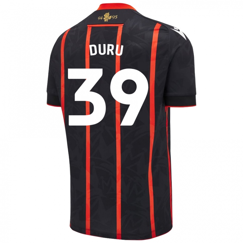 Niño Camiseta Leo Duru #39 Negro Rojo 2ª Equipación 2024/25 La Camisa Chile