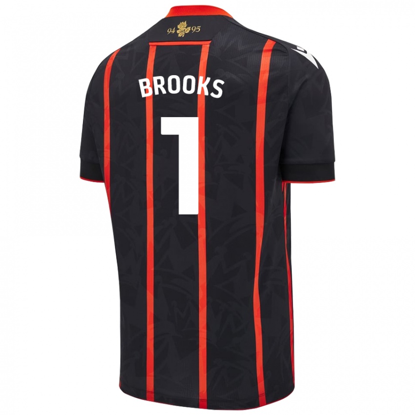 Niño Camiseta Alexandra Brooks #1 Negro Rojo 2ª Equipación 2024/25 La Camisa Chile