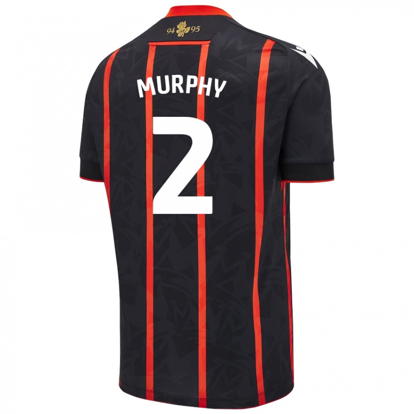 Niño Camiseta Niamh Murphy #2 Negro Rojo 2ª Equipación 2024/25 La Camisa Chile