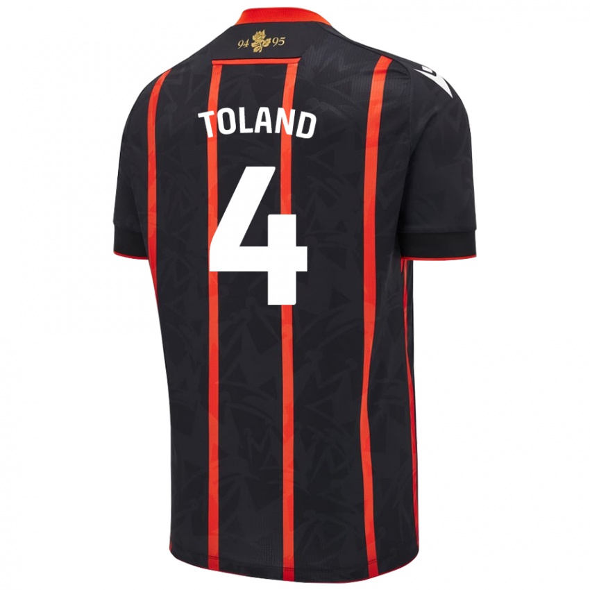 Niño Camiseta Tyler Toland #4 Negro Rojo 2ª Equipación 2024/25 La Camisa Chile