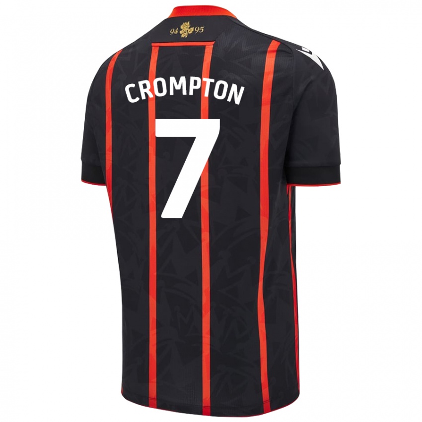 Niño Camiseta Farah Crompton #7 Negro Rojo 2ª Equipación 2024/25 La Camisa Chile