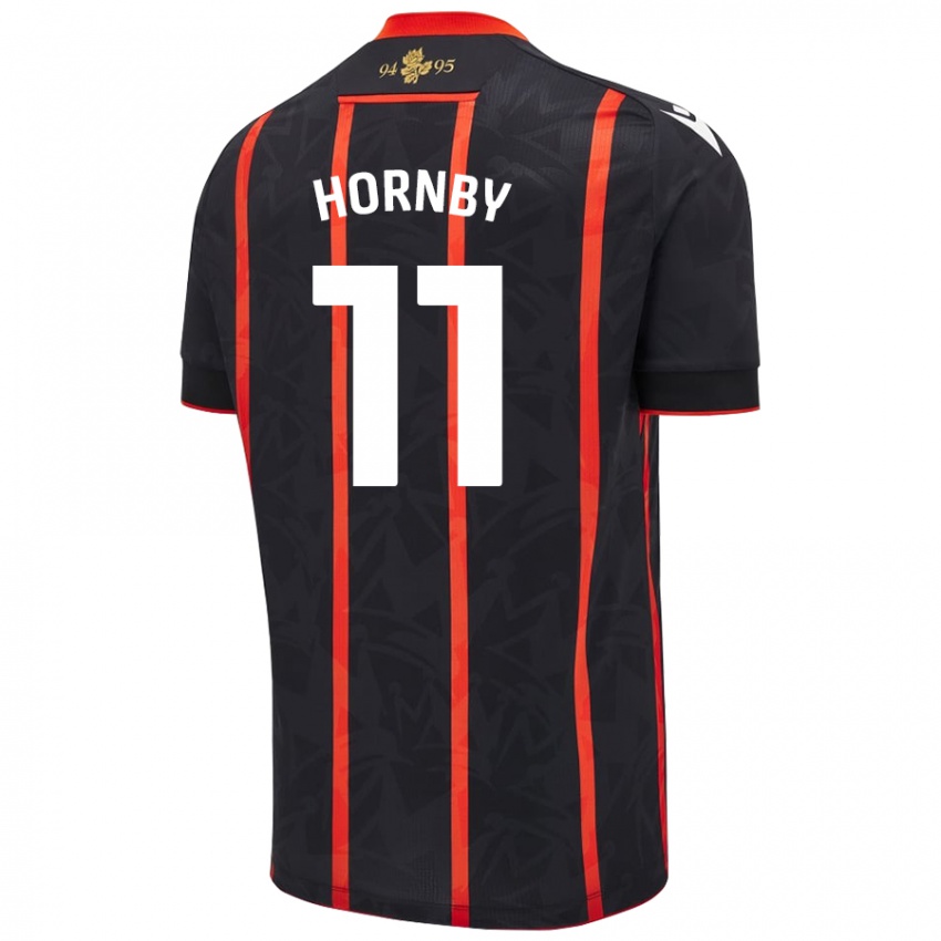 Niño Camiseta Megan Hornby #11 Negro Rojo 2ª Equipación 2024/25 La Camisa Chile