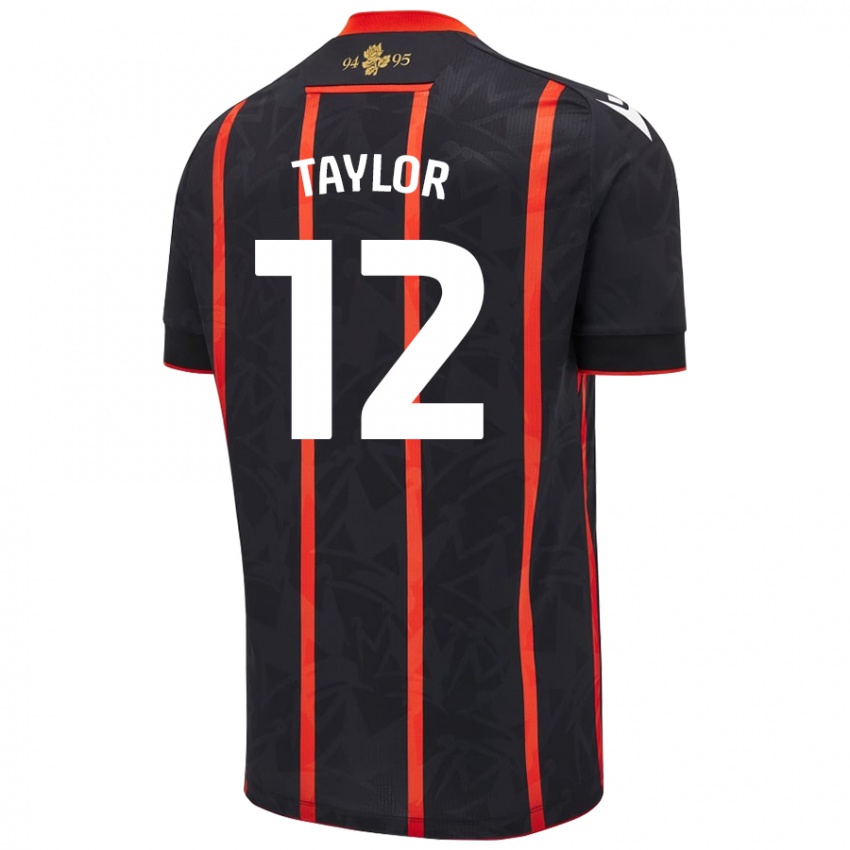 Niño Camiseta Emma Taylor #12 Negro Rojo 2ª Equipación 2024/25 La Camisa Chile