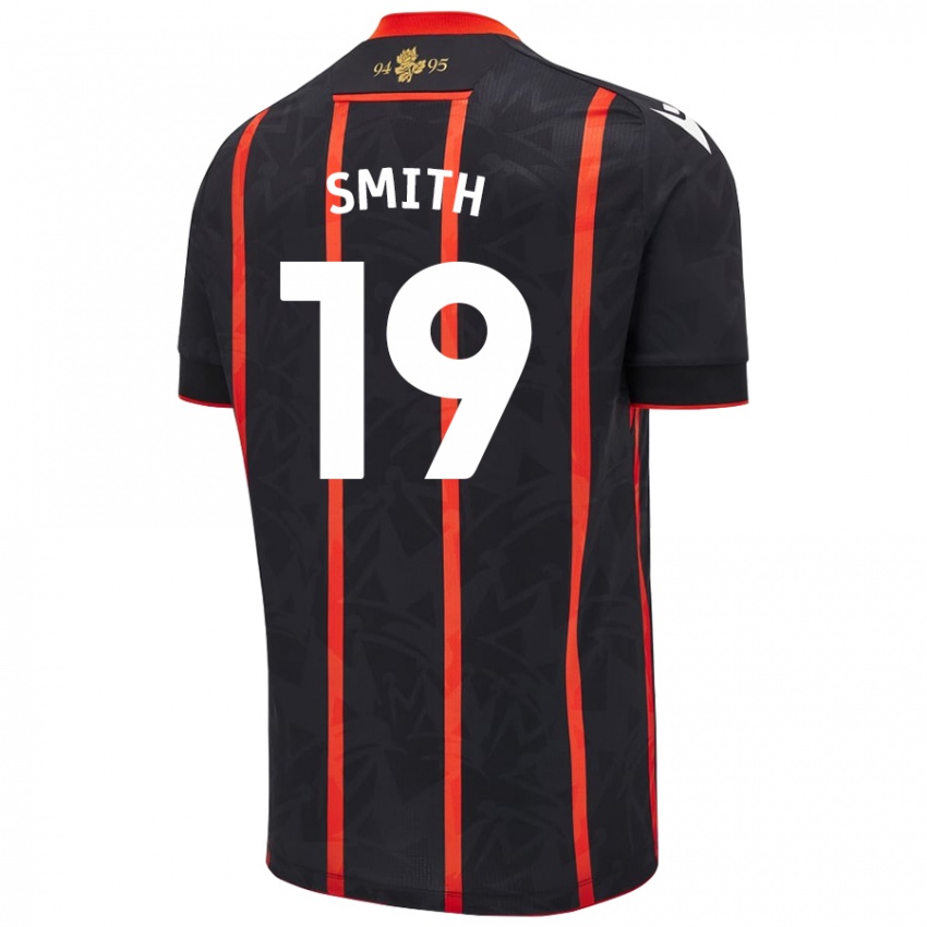 Niño Camiseta Evie Smith #19 Negro Rojo 2ª Equipación 2024/25 La Camisa Chile