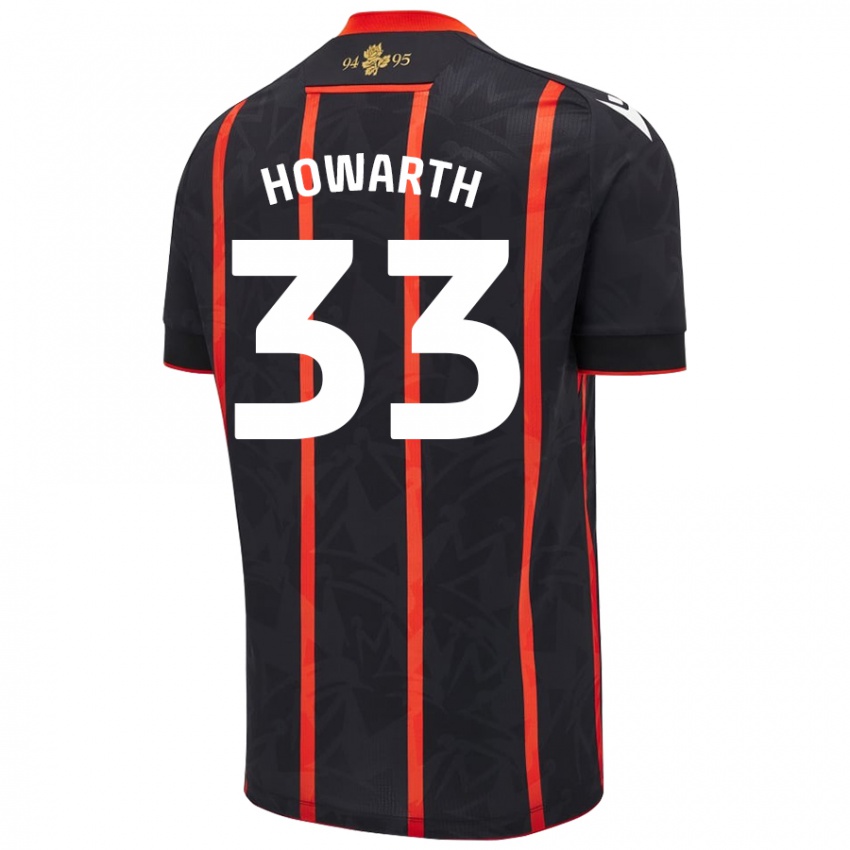 Niño Camiseta Taylor Howarth #33 Negro Rojo 2ª Equipación 2024/25 La Camisa Chile