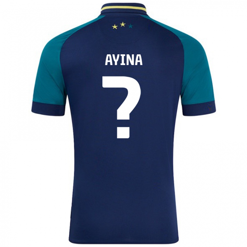 Niño Camiseta Loick Ayina #0 Azul Marino Verde Oscuro 2ª Equipación 2024/25 La Camisa Chile