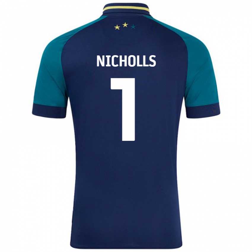 Niño Camiseta Lee Nicholls #1 Azul Marino Verde Oscuro 2ª Equipación 2024/25 La Camisa Chile